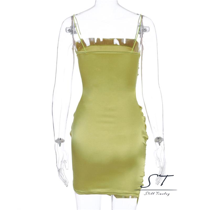 Đầm Hai Dây Màu Trơn Dáng Ôm Gợi Cảm Thời Trang Mùa Hè Cho Bạn Gái