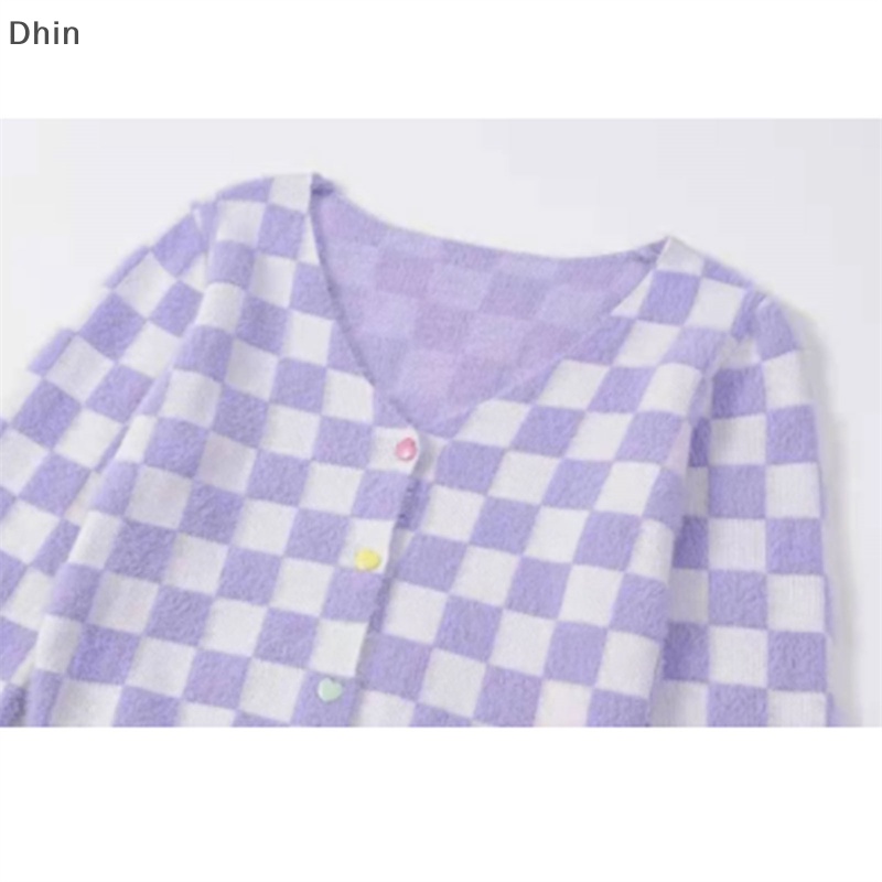 [Dhin] Áo Khoác Cardigan Dệt Kim Cổ Chữ V Phối Màu Khối