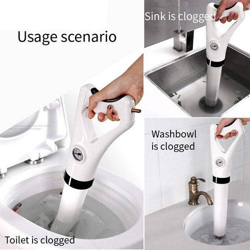 Súng Thông Tắc Bồn Cầu, Bồn Rửa Chén, Dụng Cụ Thông Cống, Áp Suất Nén Tới 8kg Arim