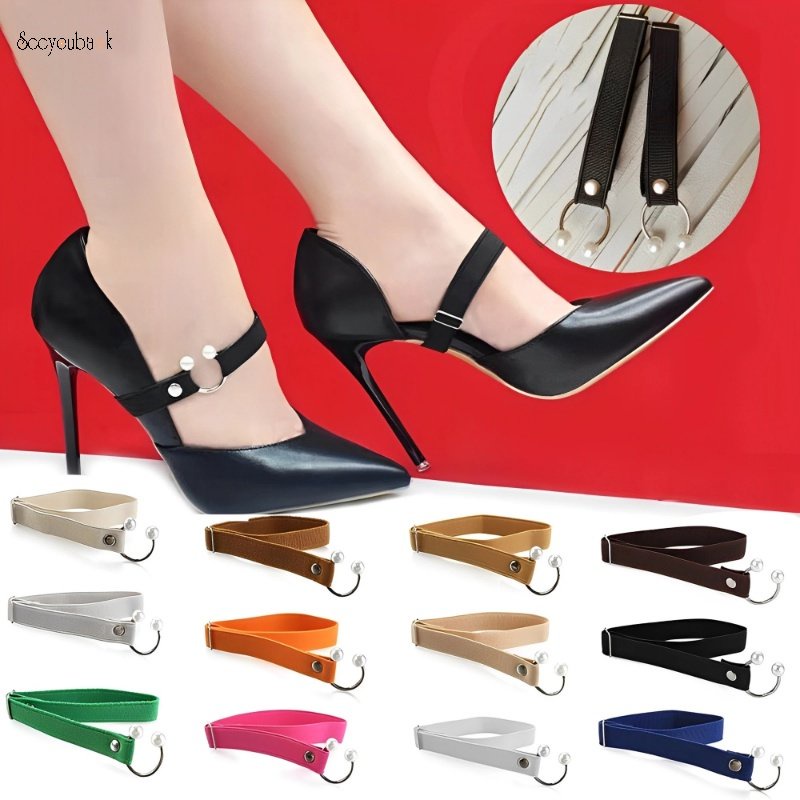1 Cặp Dây Buộc Giày Cao Gót Co Giãn Chống Rơi Nhiều Màu Sắc Tùy Chỉnh Tiện Dụng