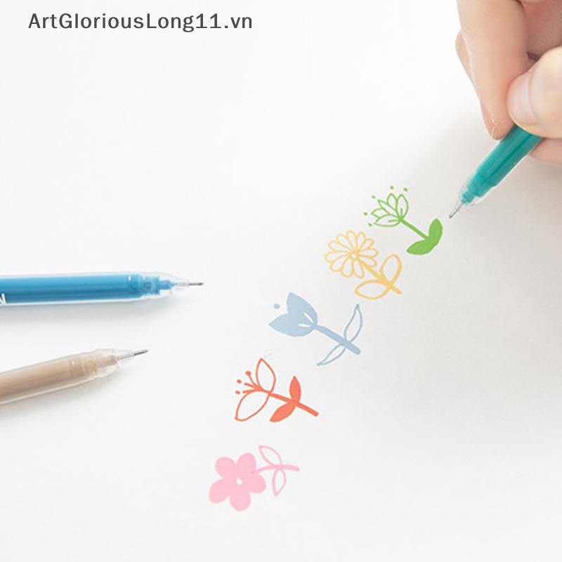 Set 9 Bút Mực Gel Ngòi 0.5mm Nhiều Màu Phong Cách Vintage