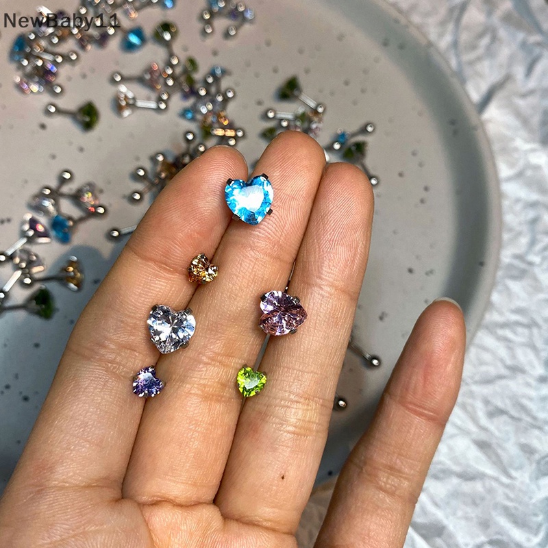 1 Khuyên Tai Helix Hình Trái Tim Đính Đá Zircon 5 / 8mm Thời Trang Cho Nữ