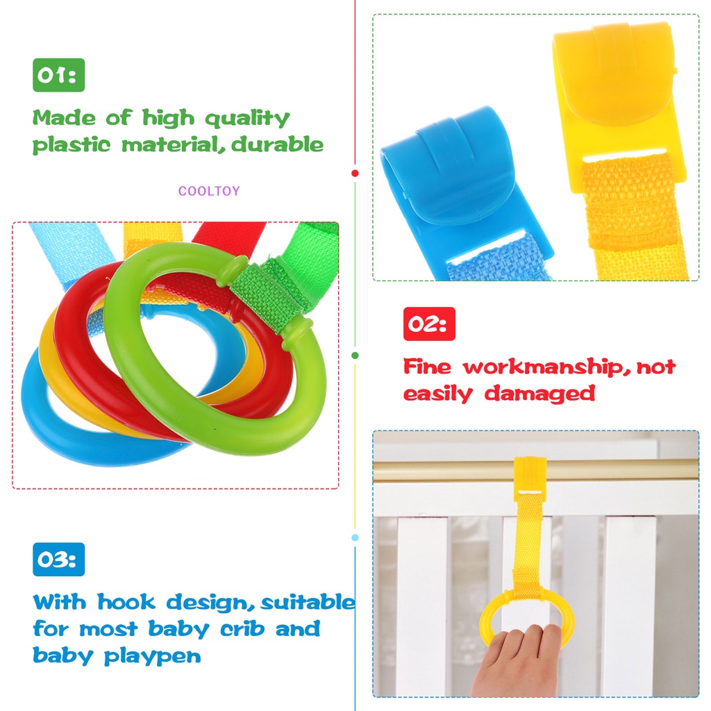 Set 16 Vòng Kéo Gắn Nôi Em Bé 4 Màu Sắc Đa Dạng