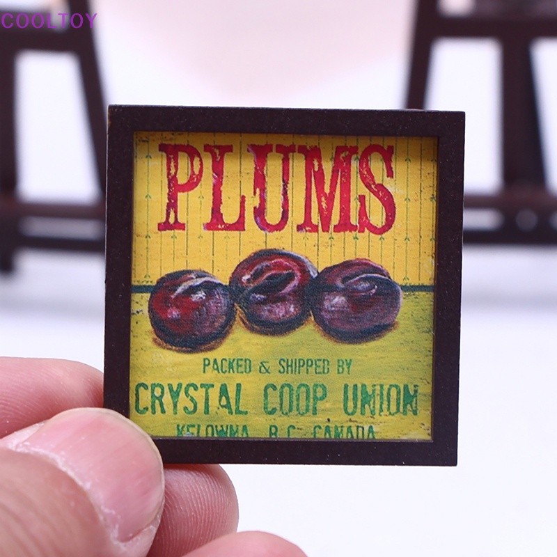 Set 4 Tranh Treo Tường Họa Tiết Trái Cây Vintage Tỉ Lệ 1 / 12 Trang Trí Nhà Búp Bê