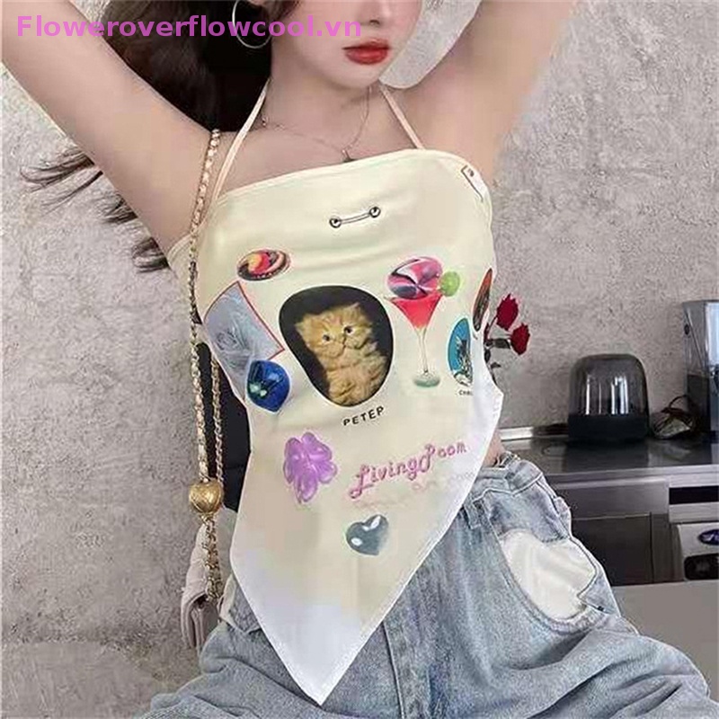 Áo Croptop Hai Dây Hở Lưng Mùa Hè Quyến Rũ Cho Nữ