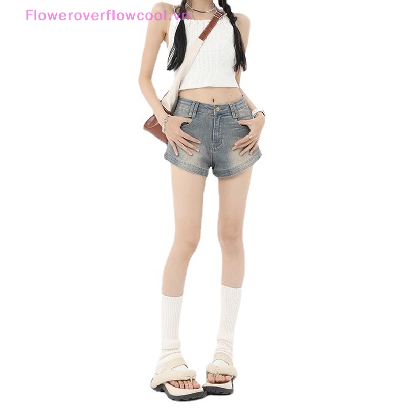Quần Short Denim FOFC Lưng Cao Thời Trang Mùa Hè Phong Cách Hàn Quốc Dành Cho Nữ
