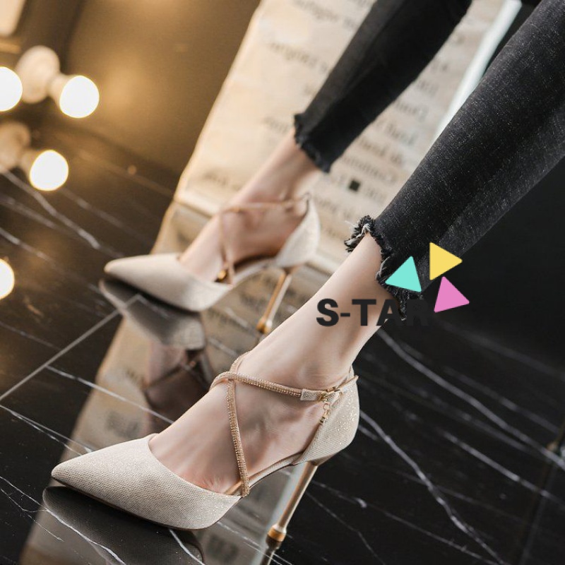 Giày Cao Gót Mùa Hè 2023 Quai Chéo Phong Cách Pháp Cho Nữ