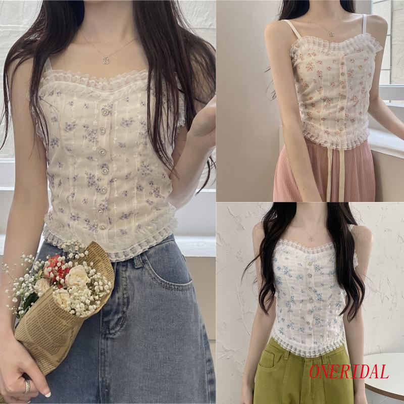Áo Croptop Không Tay Phối Ren Thời Trang Dành Cho Nữ