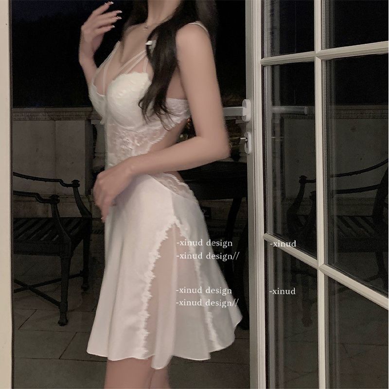 Đồ ngủ Hai Dây Mỏng Màu Trơn Có Đệm Ngực Phối Ren Và Mút Nâng Ngực Kiểu Pháp Thời Trang Mùa Hè Quyến Rũ Cho Nữ