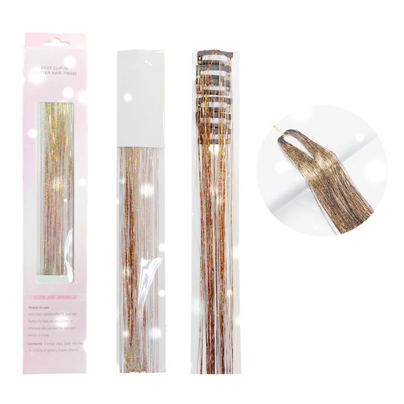 Bộ 6 Chùm Tóc Giả Màu Cầu Vồng Lấp Lánh