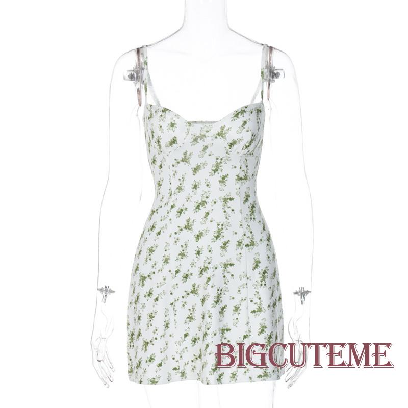 [] - Đầm Hai Dây Mỏng Vừa Vặn Mùa Hè In Họa Tiết Hoa Hai Dây Spaghetti Cho Nữ