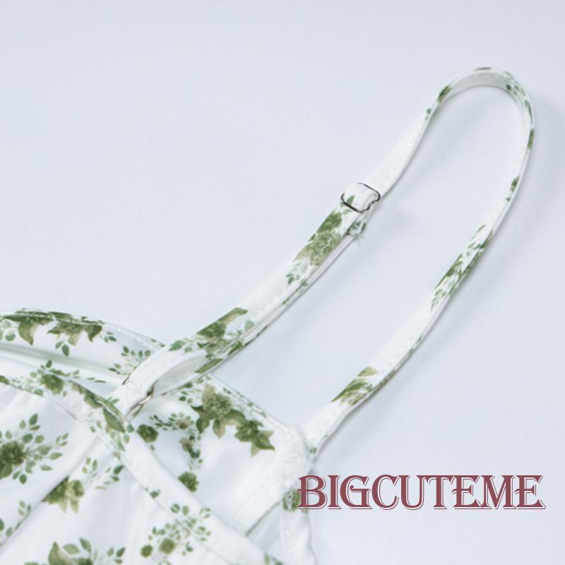 [] - Đầm Hai Dây Mỏng Vừa Vặn Mùa Hè In Họa Tiết Hoa Hai Dây Spaghetti Cho Nữ