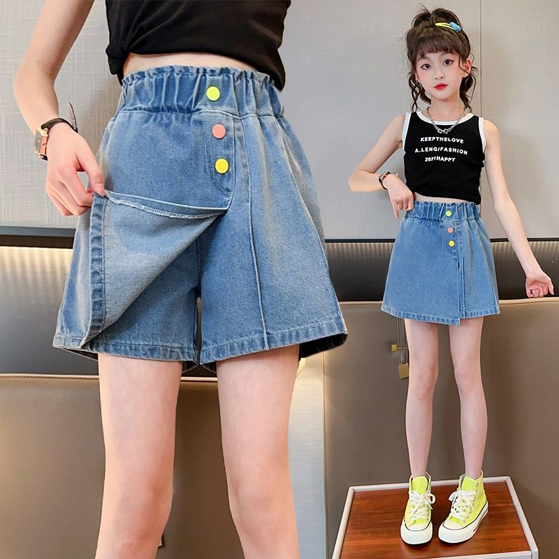 Quần Short Denim Phong Cách Phương Tây Thời Trang Mùa Hè Cho Bé Gái 8-6 - 7 Tuổi
