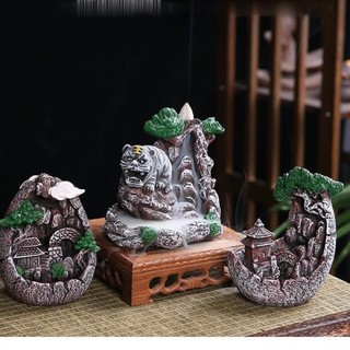 Thác khói nụ trầm chảy ngược - thác nụ trầm & thác khói gốm sứ, lư tỏa hương - lư xông trầm