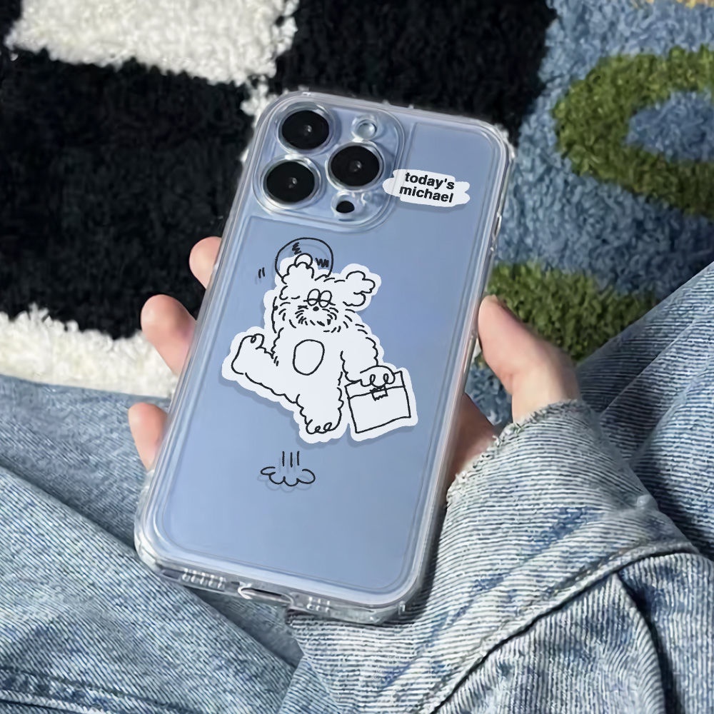 ✅Ốp Điện Thoại Dẻo Họa Tiết Chú Chó Trắng Đơn Giản Thời Trang Chống Sốc Cho Iphone 14pro max78 6In plus11iPhone1213