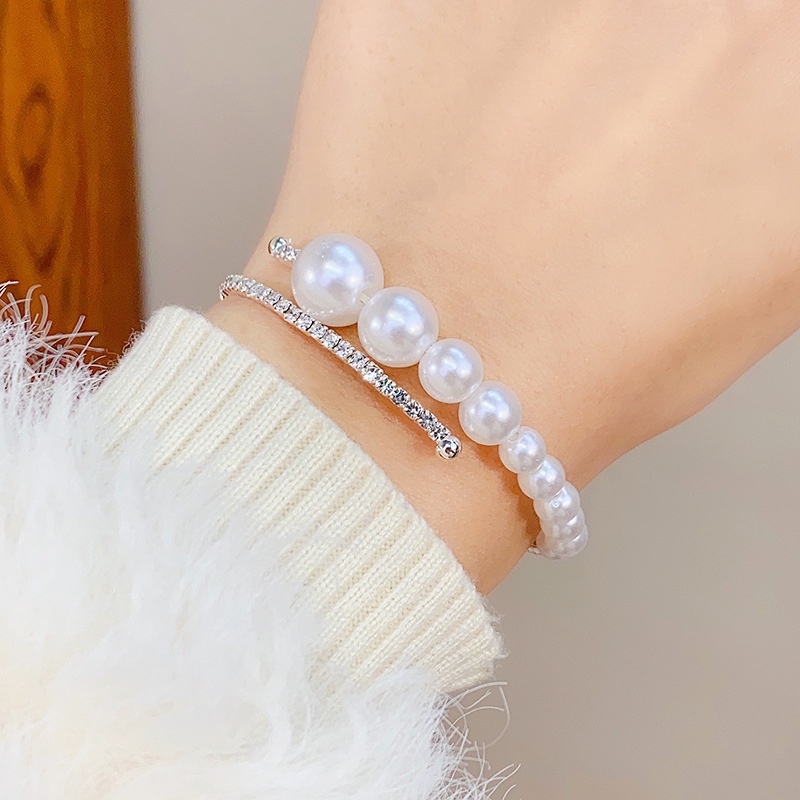 Vòng Tay Hai Lớp Đính Hạt Kim Cương Lấp Lánh Phong Cách Hàn Quốc