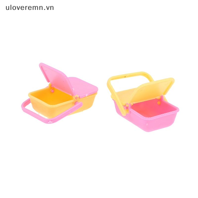 Set 2 Giỏ Mua Sắm Mini Bằng Nhựa Tỉ Lệ 1: 12 Màu Sắc Ngẫu Nhiên Trang Trí Nhà Búp Bê