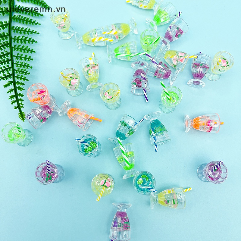 Set 2 Ly Thủy Tinh Màu Sắc Tươi Sáng Mini Bằng Nhựa Resin Trang Trí Phong Cảnh