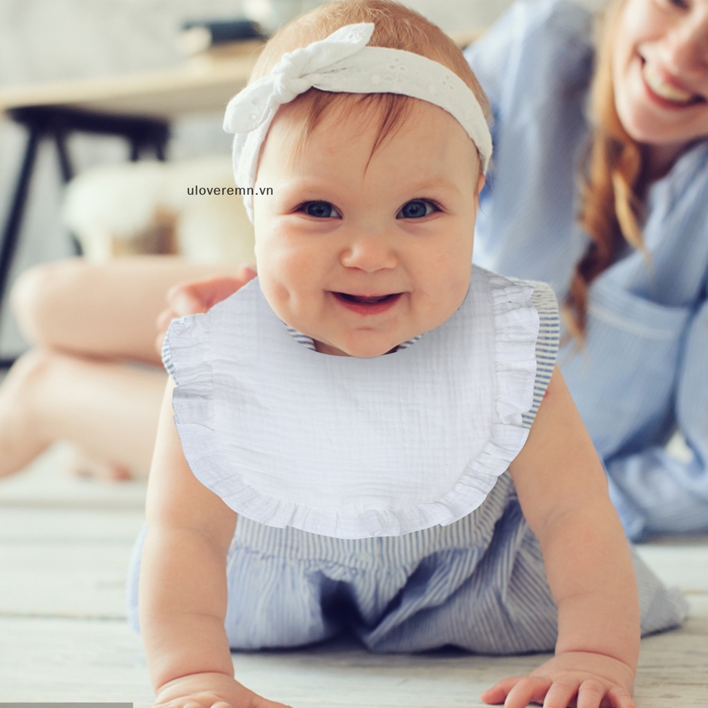 Set 16 Yếm Ăn Chất Liệu Bằng Cotton 0-24 Tháng Mềm Mại Màu Trơn Cho Bé