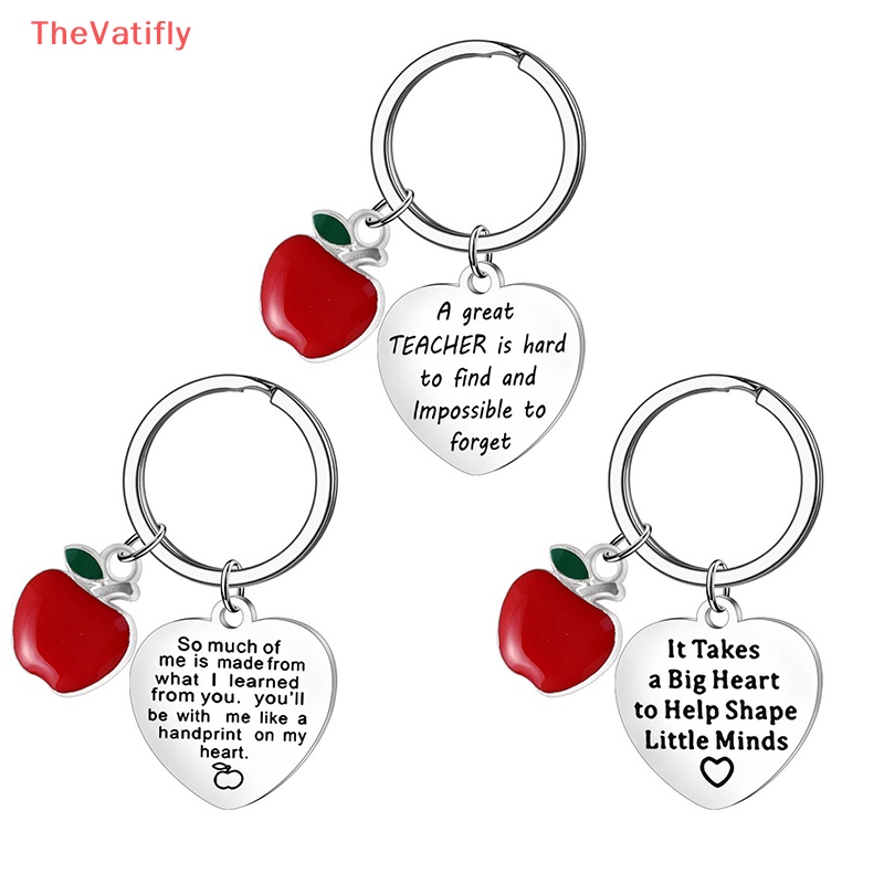 [Thevalifly] Móc Khóa Tráng Men Hình Trái Táo / Hoa Nhỏ Xinh Xắn Màu Bạc Thích Hợp Làm Quà Tặ