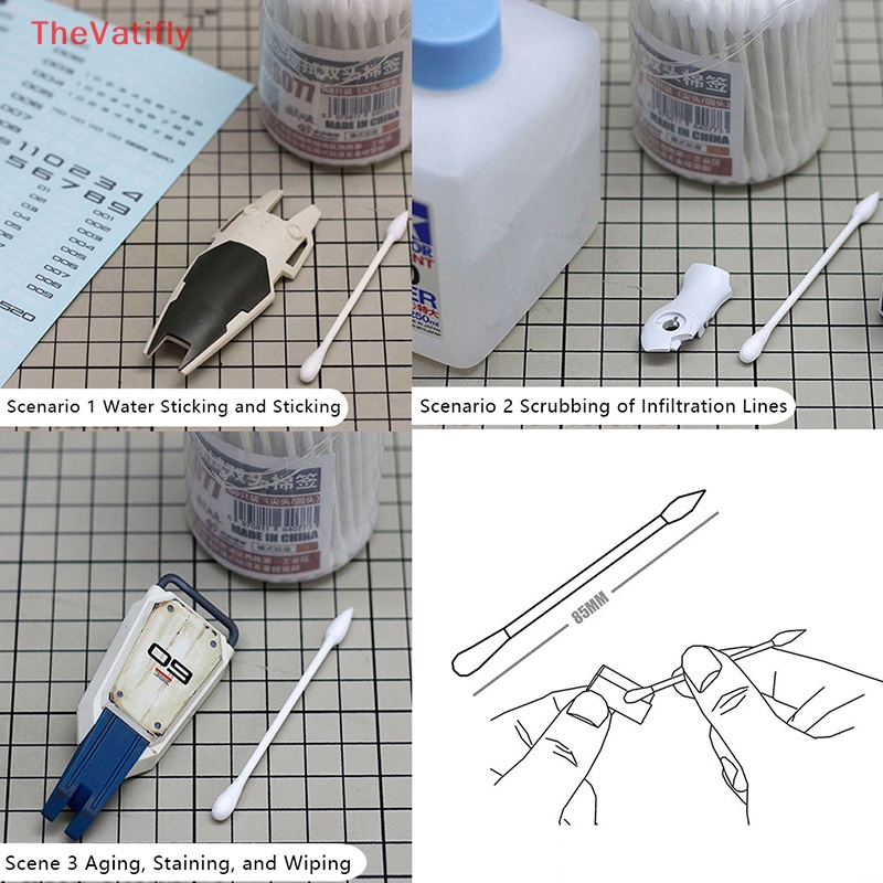 Bộ 100 Tăm Bông Cotton Hai Đầu Dùng Để Vệ Sinh Xe Hơi