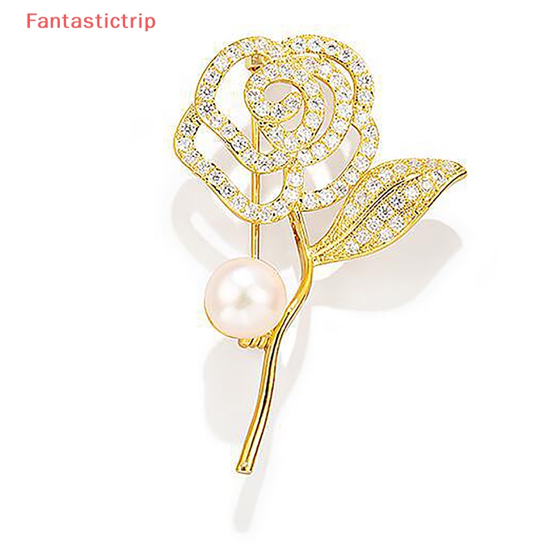 [Fantastictrip] Ghim Cài Áo Hình Hoa Trà Đính Kim Cương Giả Tinh Tế Nhẹ Nhàng Chống Thất Lạc Niche Mới