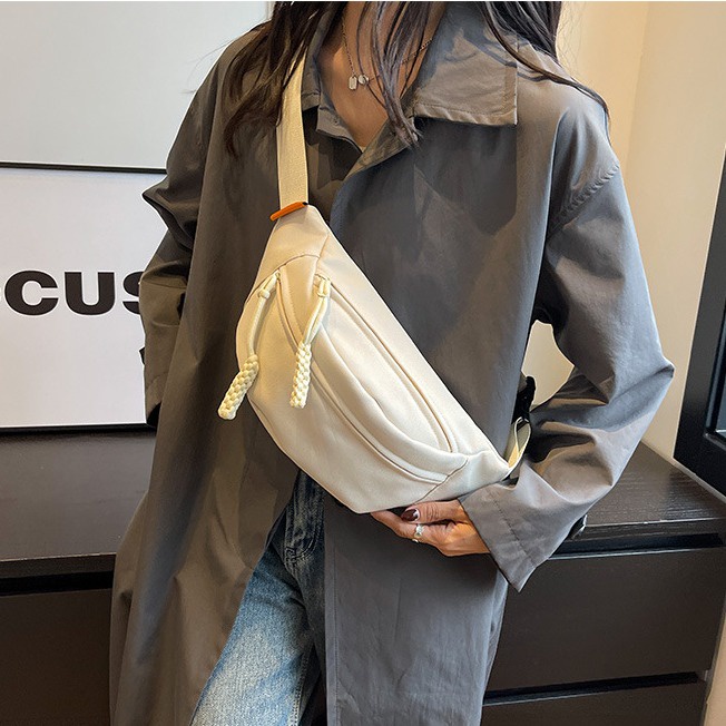 Túi Đeo Hông / Đeo Trước Ngực Bằng Vải Canvas 5 Màu Thời Trang Nhật Hàn Dành Cho Nữ