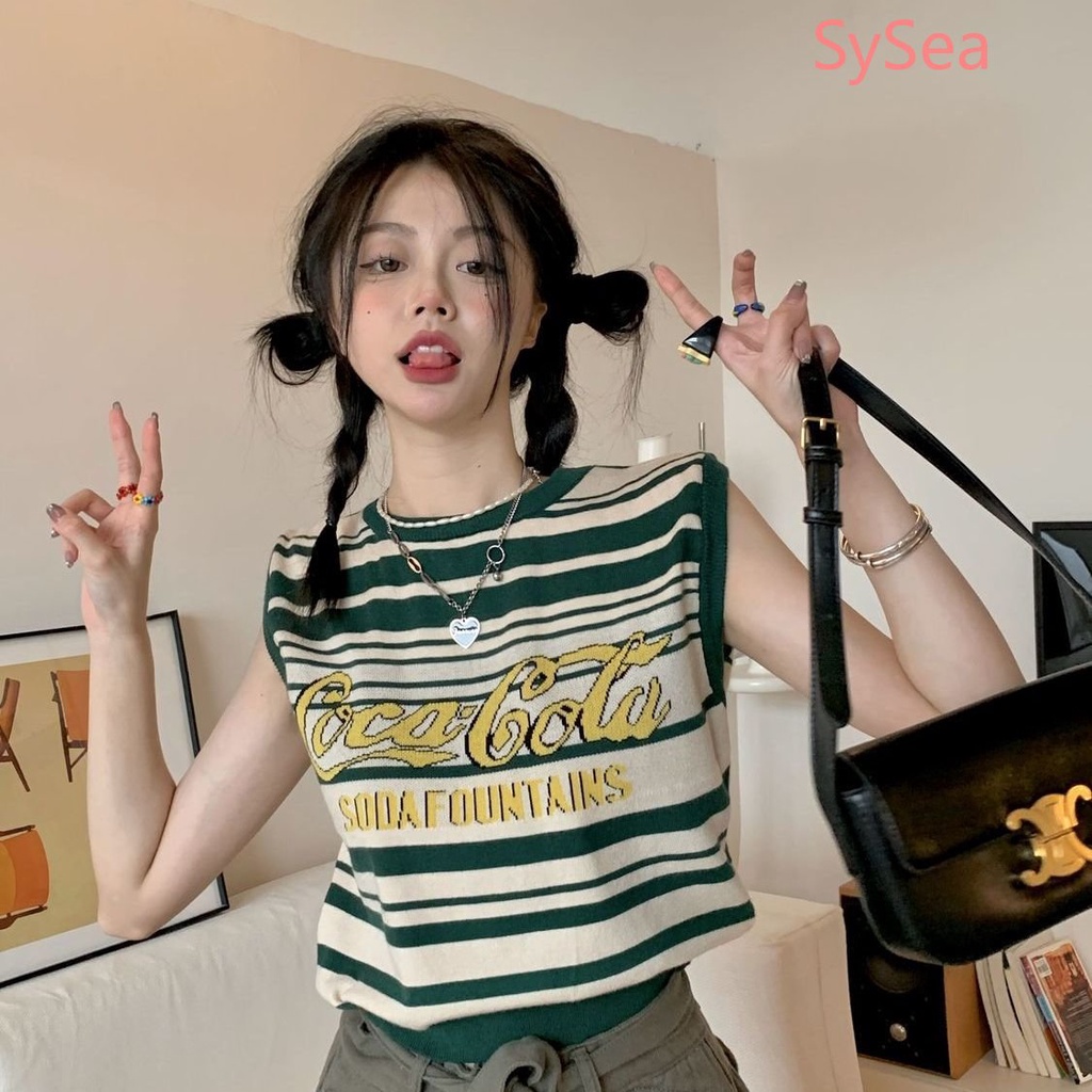 Áo Hai Dây Kẻ Sọc Phong Cách Retro Mỹ Cho Nữ