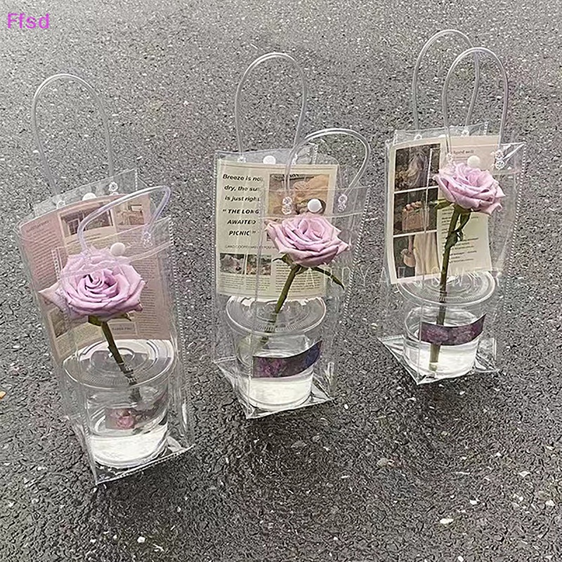 Túi Tote Bằng PVC Trong Suốt Họa Tiết Hoa Dùng Đựng Hoa DIY