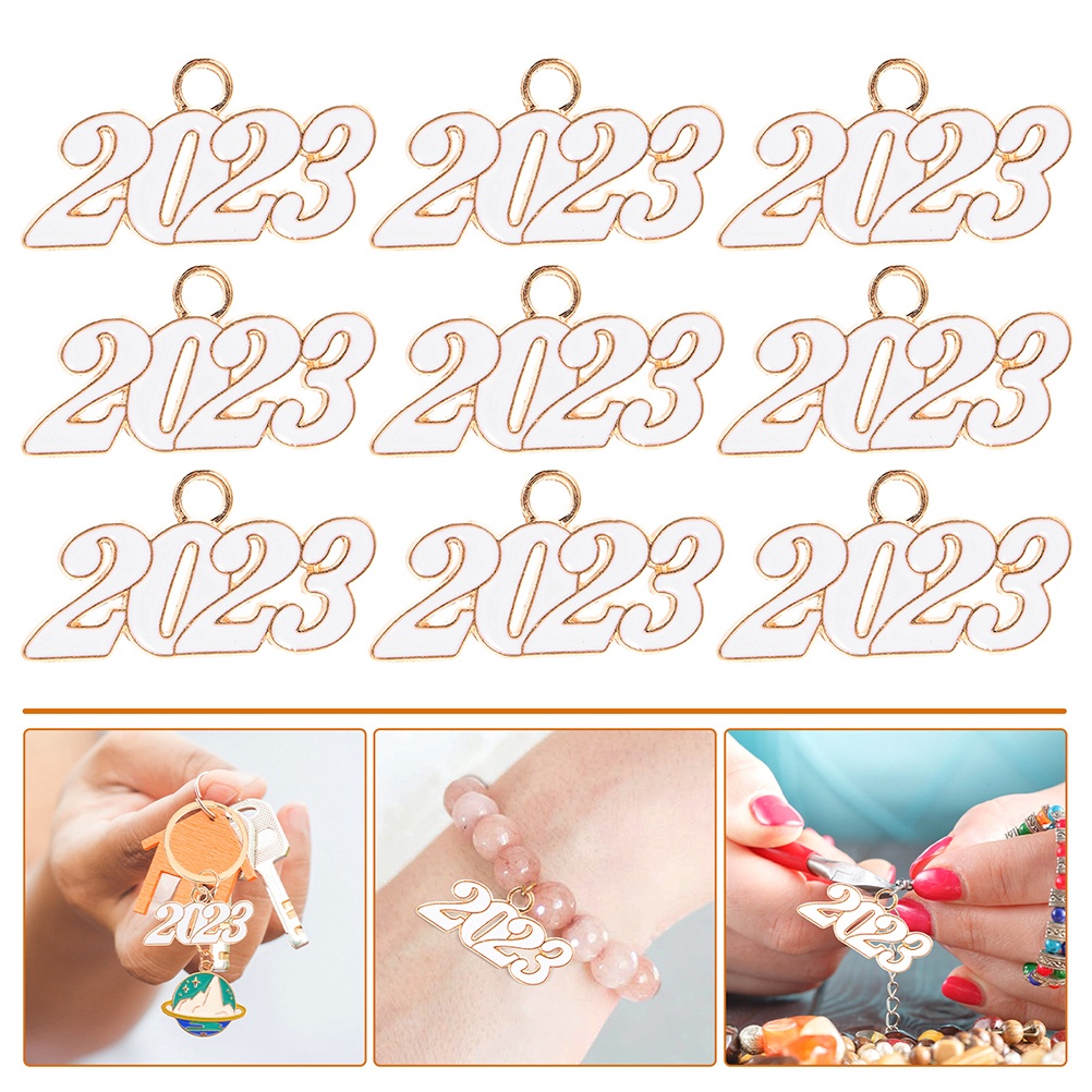 Set 10 Mặt Dây Chuyền Hình Số Năm Mới 2023 Làm Trang Sức Thủ Công