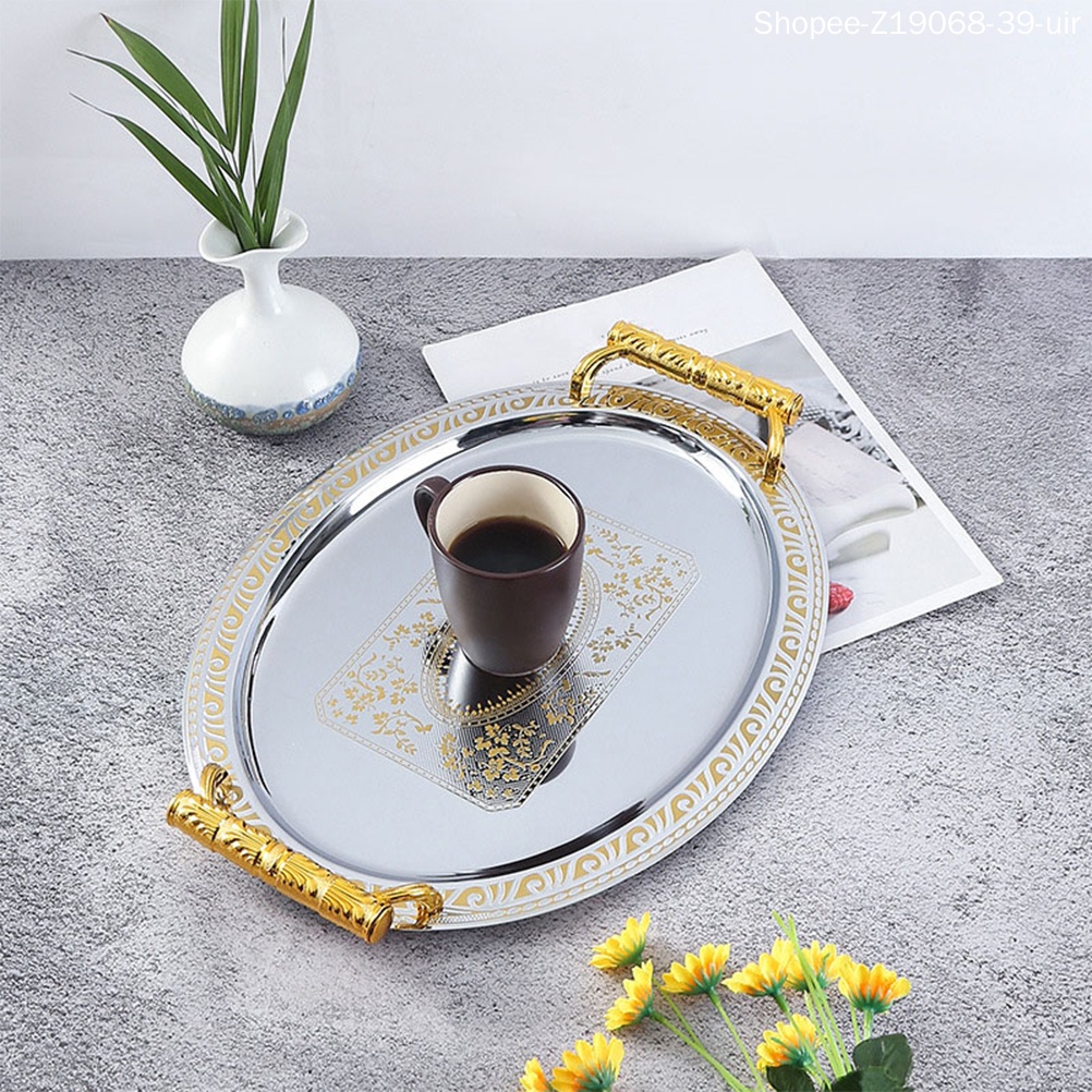 Khay Đựng Cà Phê Hình Oval Bằng Thép Không Gỉ Phong Cách Retro