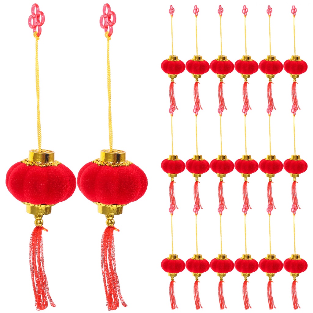 Set 30 Đèn Lồng Mini Bằng Pvc 3.8X3.8CM Treo Trang Trí Năm Mới