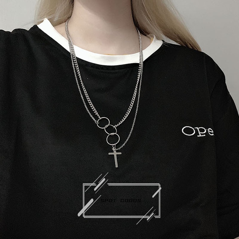 Vòng cổ Nhiều Lớp Mặt Thánh Giá Phong Cách hip hop