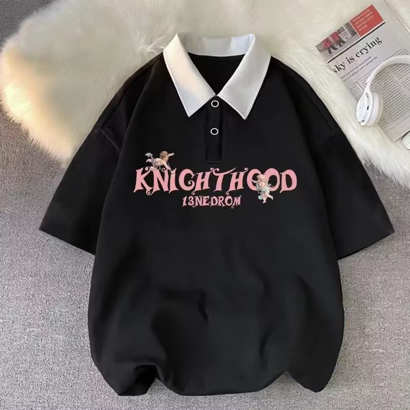 Áo Thun polo Tay Ngắn Phong Cách Đường Phố Hong Kong Thời Trang Mùa Hè Cho Nam Và Nữ