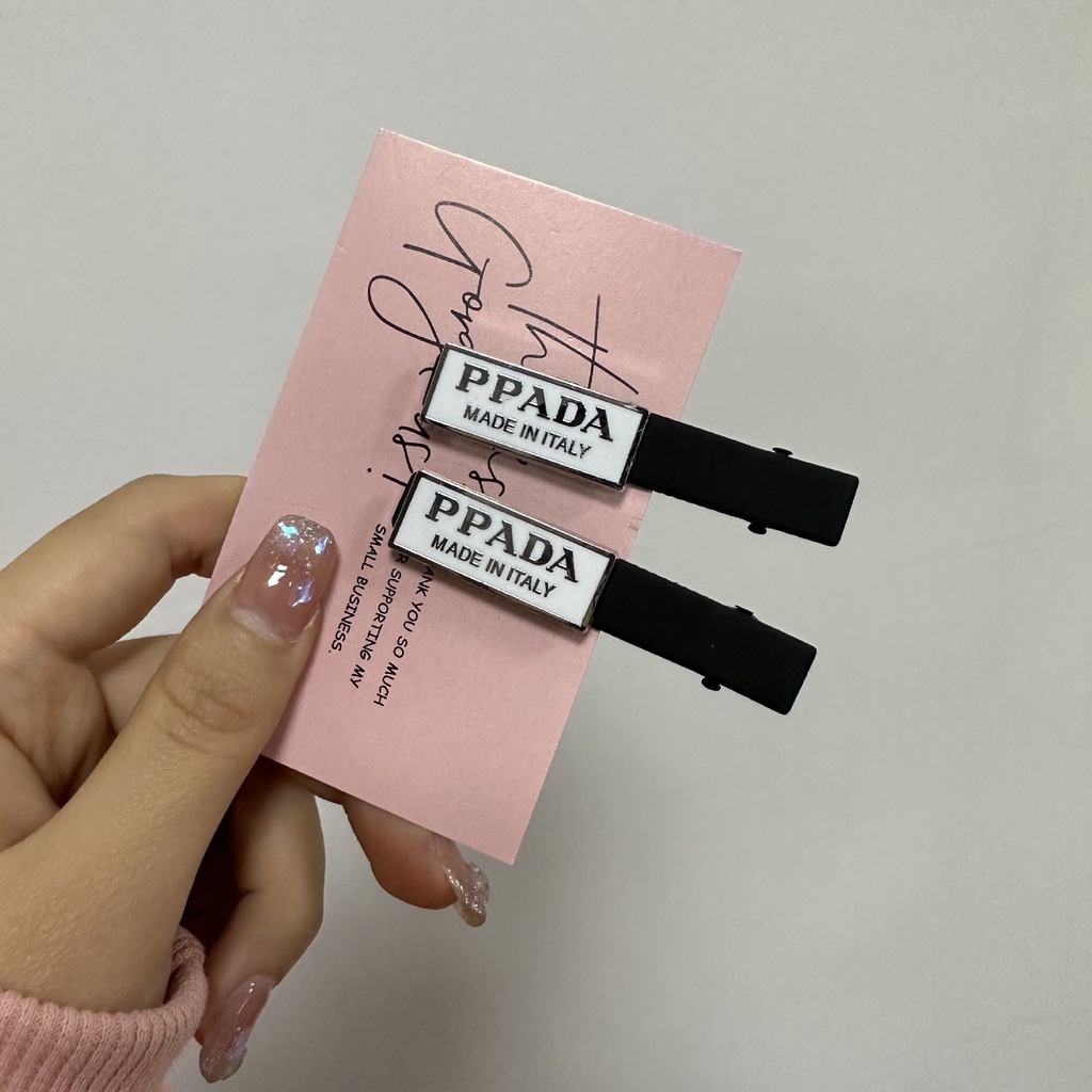 Cặp Kẹp Tóc Mỏ Vịt Màu Vàng Đen Phong Cách Pháp Thời Trang Cho Nữ