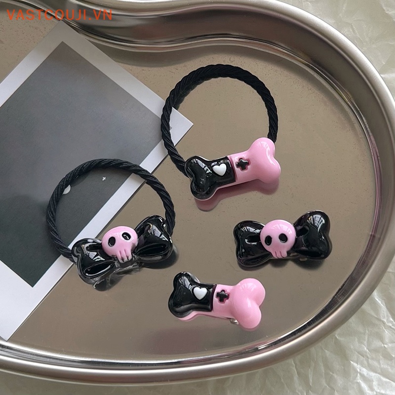 Kẹp Tóc Đính Nơ Hình Trái Tim Phong Cách Lolita Dễ Thương Cho Nữ