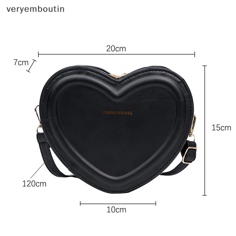 Túi Đeo Chéo Da PU Màu Trơn Hình Trái Tim Thời Trang Cho Nữ