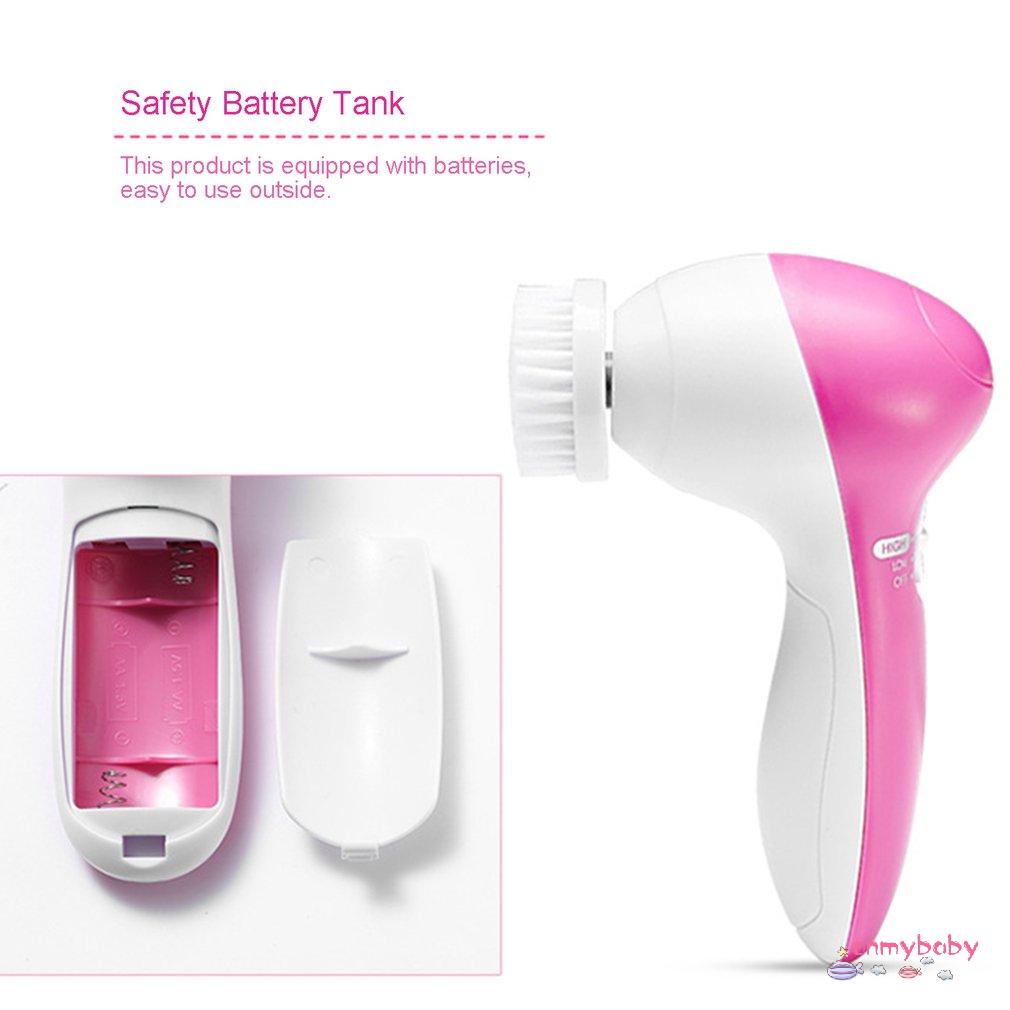 [InStock] Đa Năng 5 Trong 1 Dụng Cụ Làm Sạch Điện Xoay Rửa Mặt Máy Mát Xa Lỗ Chân Lông Bàn Chải [Z/3]