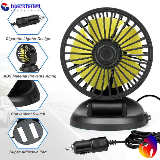 Quạt Làm Mát Bằng Điện Xoay 360 Độ Giao Diện Usb 12v / 24v Cho Xe Hơi / Xe Tải /