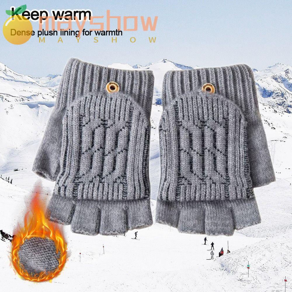 Găng Tay Dệt Kim Lót Lông Cừu Dày Dặn Thời Trang Thu Đông Cho Nam Giới