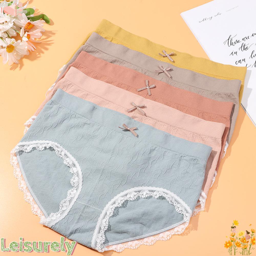 Quần Lót Cotton Lưng Vừa Phối Ren Quyến Rũ Cho Nữ