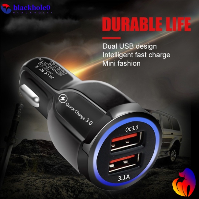 Cục Sạc Nhanh Qc3.0 Kép Usb Kép Bằng Hợp Kim Nhôm Thông Minh Cho Xe Hơi