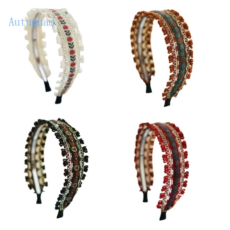 Băng Đô Ren Bản Rộng Thêu Họa Tiết Thời Trang Tinh Tế Cho Nữ