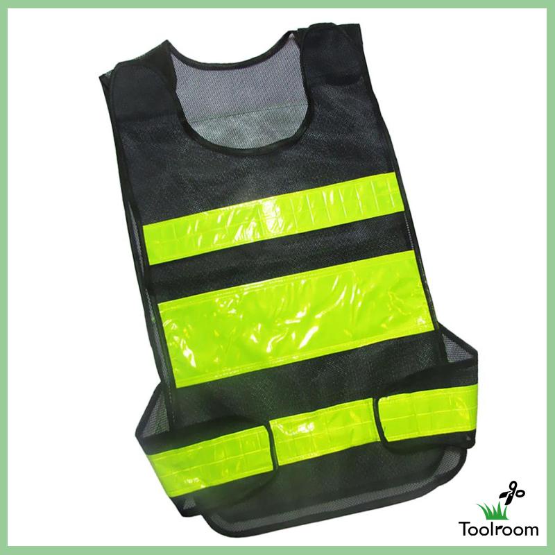 [Toolroom] Áo Khoác Ghi Lê Bảo Vệ An Toàn Kẻ Sọc Phản Quang Màu Đen Có Thể Điều Chỉnh