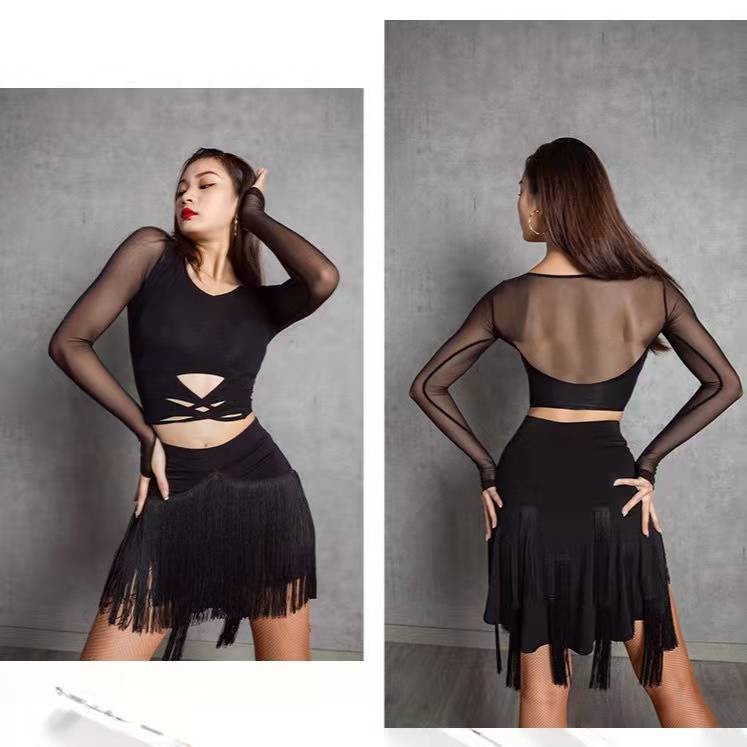 Bộ Trang Phục Khiêu Vũ Gồm Chân Váy Ngắn + Áo Sát Nách + Chân Váy Ngắn Xẻ Tà Chuyên Nghiệp Dành Cho Nữ