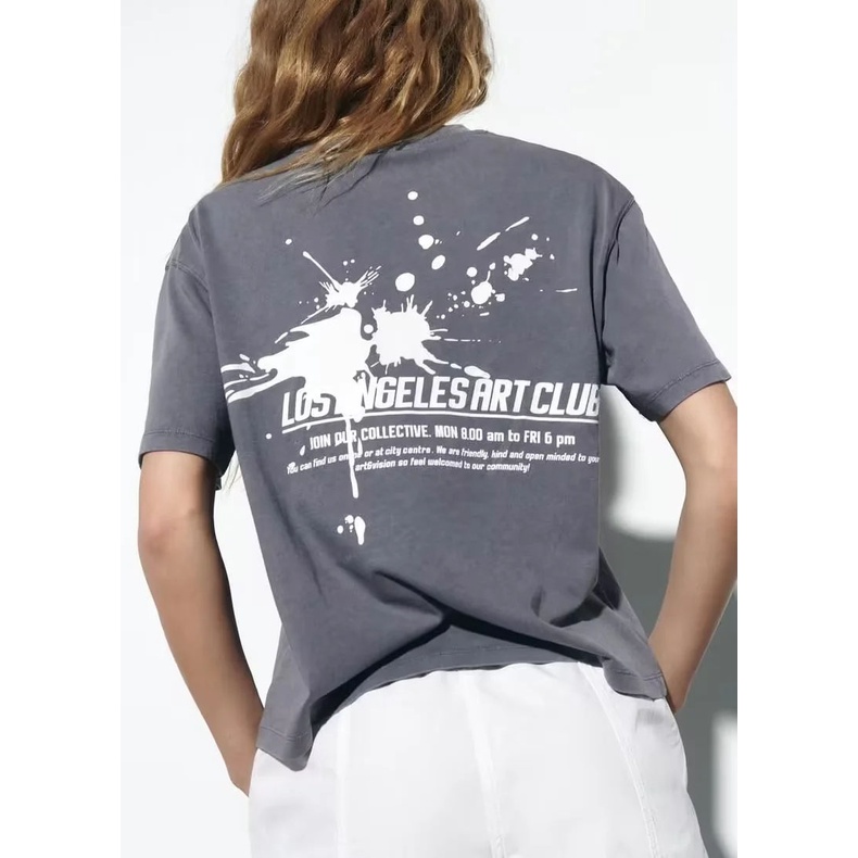 Zara Áo Thun Tay Ngắn Cổ Tròn In Họa Tiết vintage Thời Trang Mùa Hè 5643307