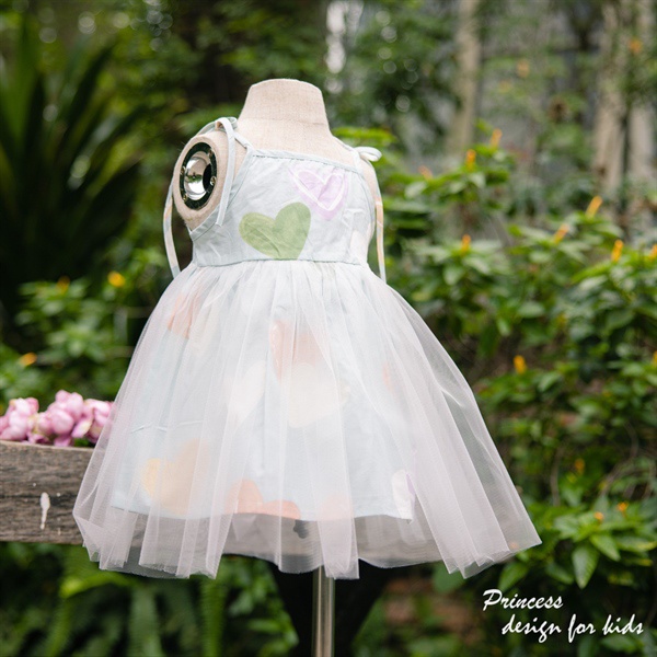 Váy thô lụa 2127 phối ren op kids