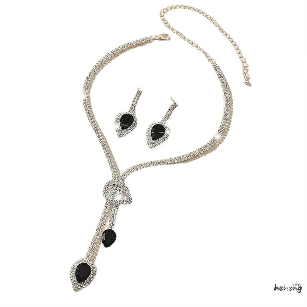 Bộ Vòng cổ + Bông Tai HợP Kim ĐíNh Đá Thanh LịCh