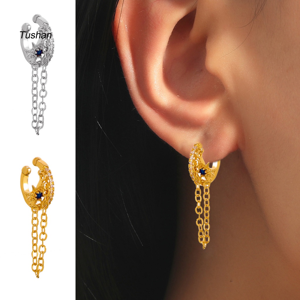 1 Khuyên Kẹp Vành Tai Bằng Đồng Không Cần Khoan Lỗ Thời Trang Dự Tiệc