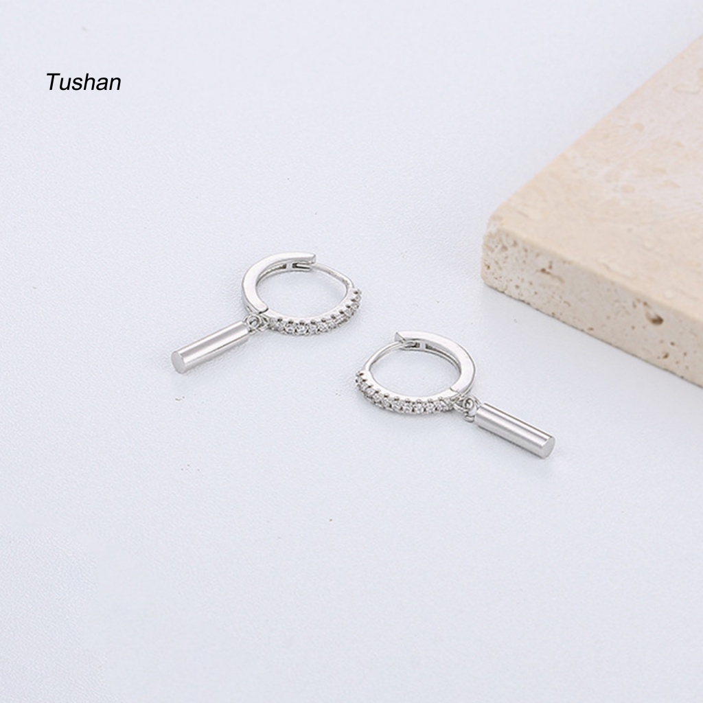 [Ts] 1 Khuyên Tai Lủng Lẳng Hình Dải Đá Zirconia Phong Cách Hàn Quốc Cho Tiệc Cưới